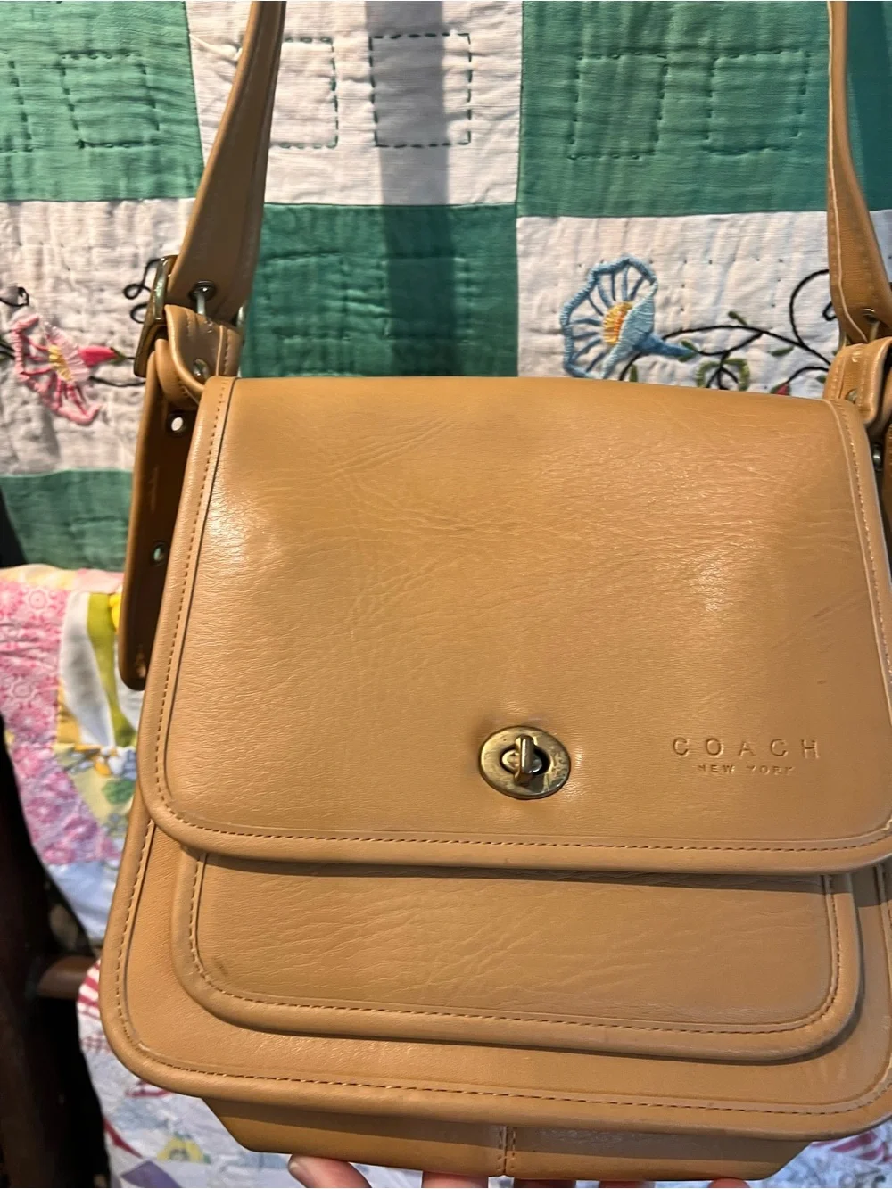 Vintage Coach Tan Leather Crossbody Bag